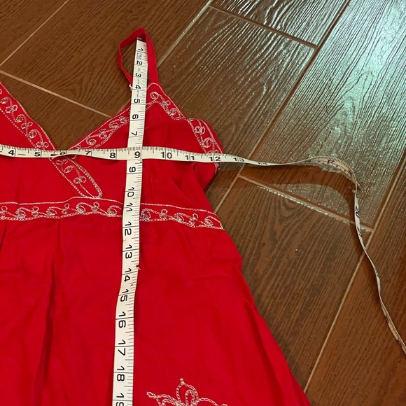 Unbranded red white embroidered slip dress elastic size small handmade Indonesia - Picture 7 of 14